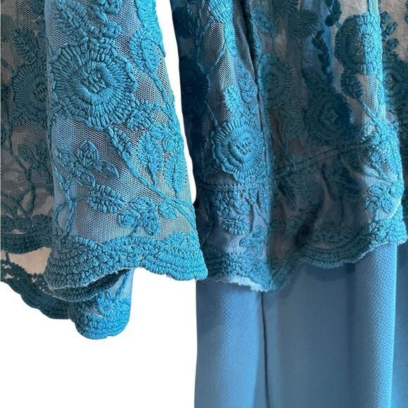 ANDREE BY UNIT Blue Lace Cardigan Size Medium - Picture 5 of 6